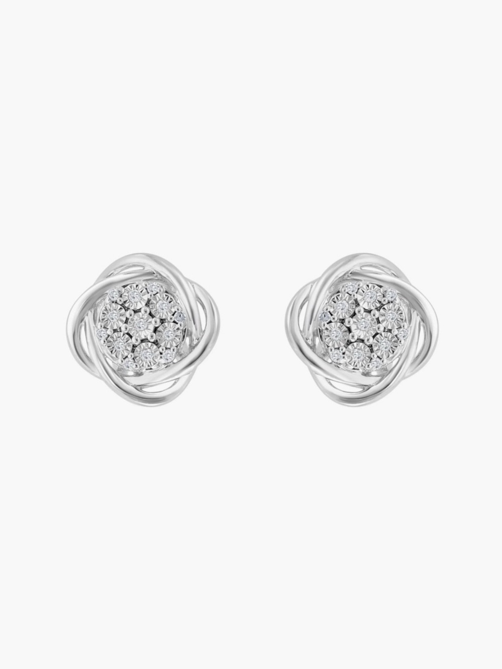 Diamond Cluster Knot Stud Earrings